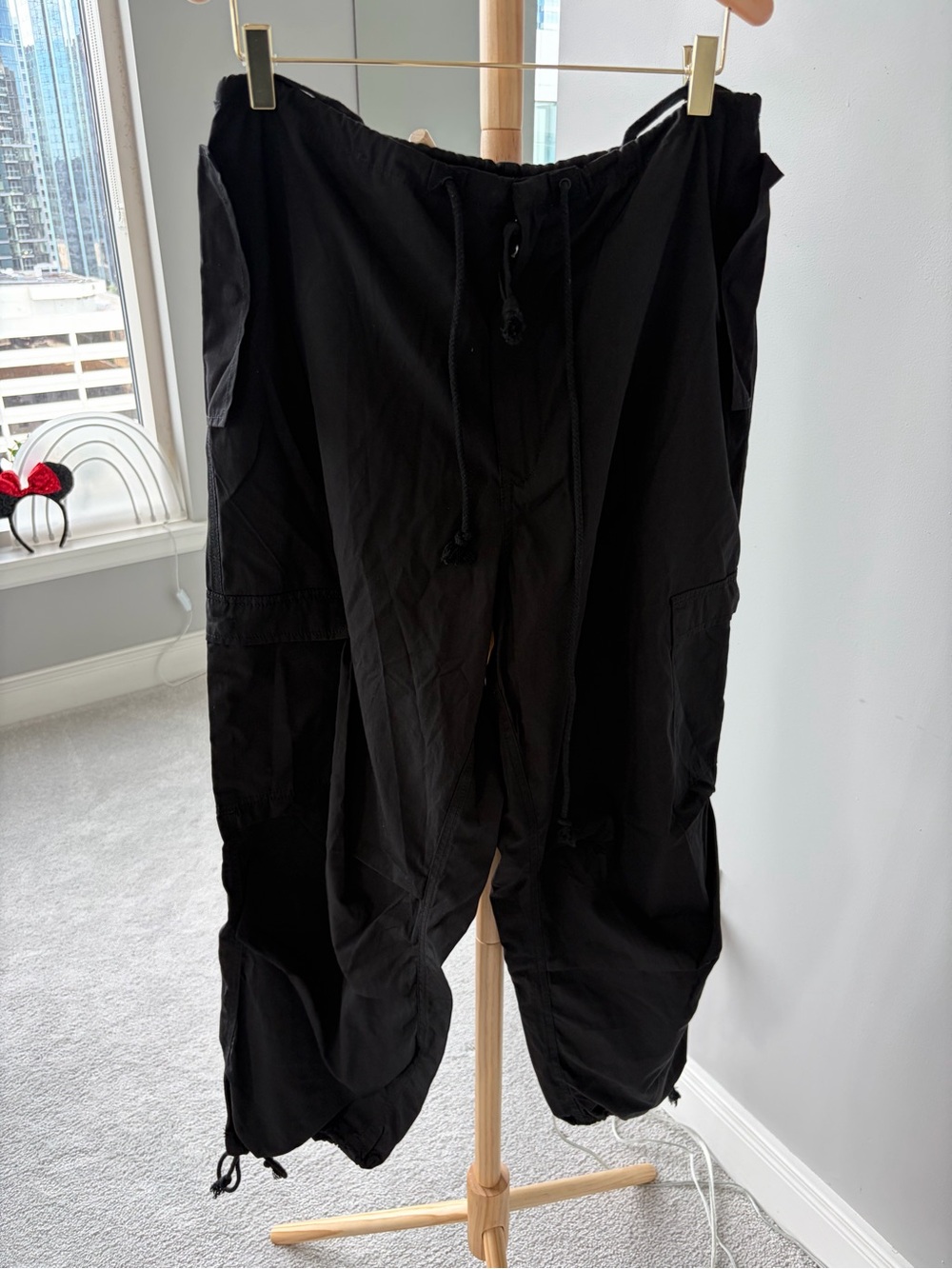 Local European Black Cargo Jogger Trousers